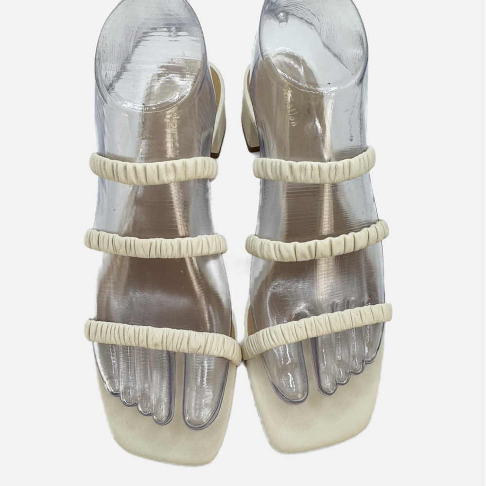 Reformation Assunta Strappy Block Heel Mule white leather sandal square toe 6.5 - Picture 5 of 12